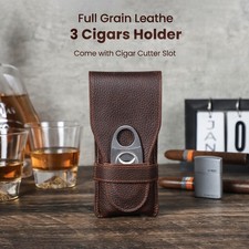 Leder Zigarrenetui Reise Humidor Zigarrentasche Halter 3 Zigarren Zigarrenetui