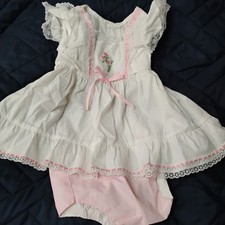 Baby Girl 18 Months Dress Outfit vintage evy Made In uSA Cottagecore 2 Pc