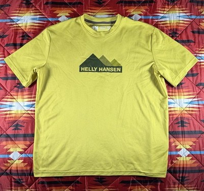Helly Hansen Shirt Mens Med Yellow Performance Short Sleeve Crewneck Athletic