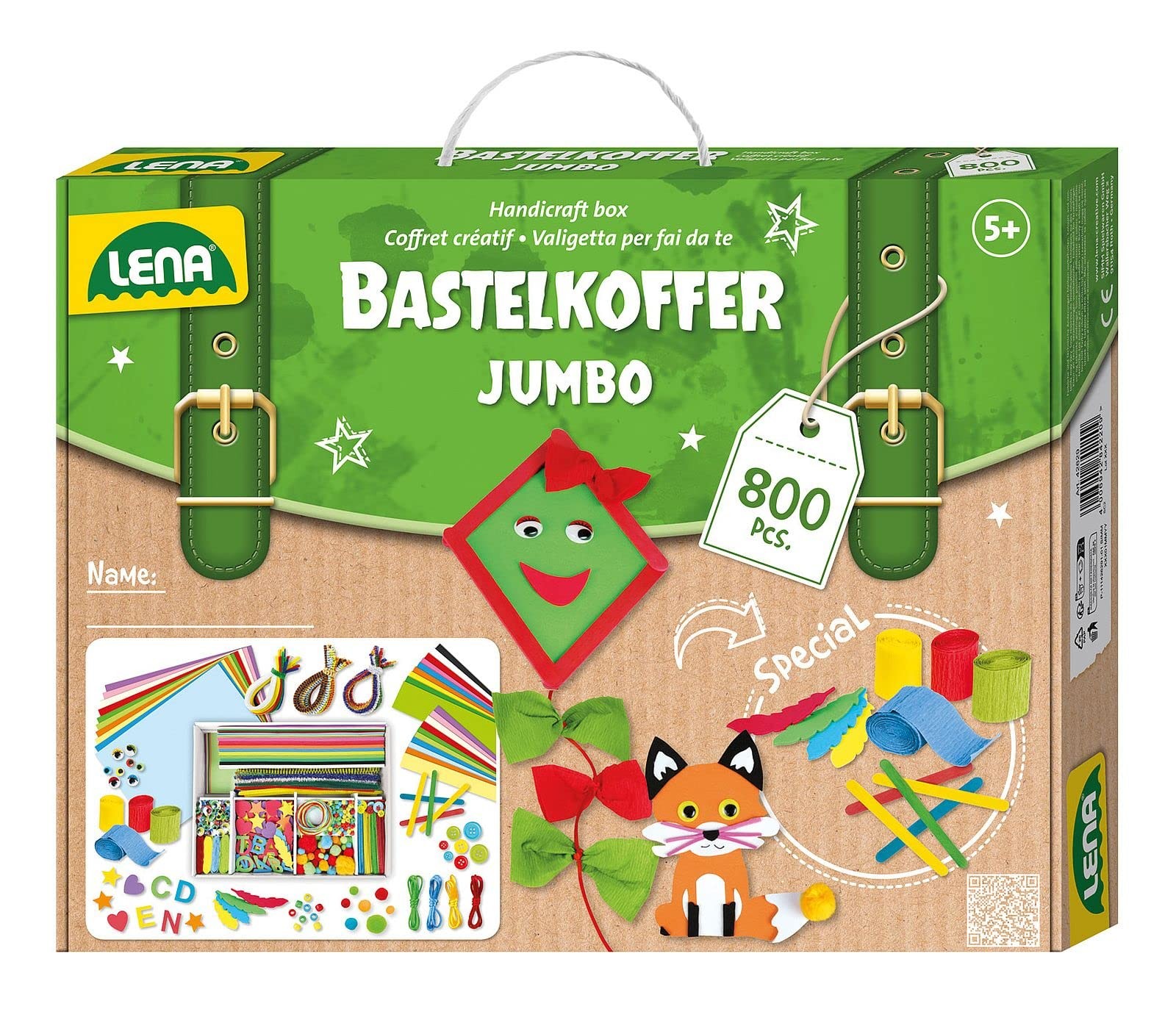 Lena 42629 Bastelkoffer mit vielfltigem Material zum Basteln mit Moosgummi Bu 6390₽