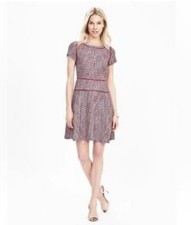 Banana Republic Pink Tweed Short Sleeve Fit Flare Size 12