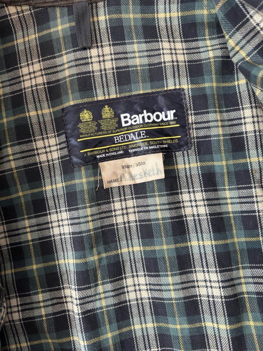 80s Vintage BARBOUR A100 Bedale Wax Jacket 4 Pocket 2 Crest