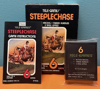 Steeplechase Tele Atari 2600 VCS Complete CIB Tested and Working + Box Protector
