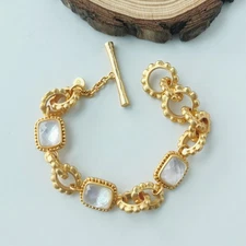 Julie Vos Marbella Iridescent Clear Crystal Bracelet in Gold Authentic