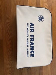 Vintage Air France Airlines Travel Carry On Bag Tote Luggage White Concord