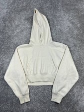 Zara Hoodie Womens Medium Beige Cropped Pullover 