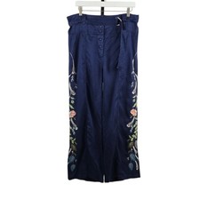 NWT Johnny Was Emika Belted Wide Leg Pant Navy Petite Large