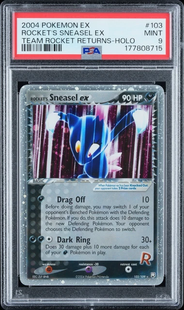 2004 Pokemon Rocket’s Sneasel Ex #103/109 Ex Team Rocket Returns Holo PSA 9 MINT