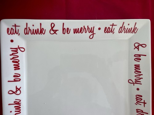 EUC Target Home Christmas Square Platter Plate Eat Drink and Be Merry 12-1/4” - Picture 3 of 5