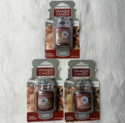 Yankee Candle Autumn Wreath Car Jar Ultimate Air Freshener 3 Pack New Sealed