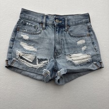 Aeropostale Light-wash Denim Mom Shorts Size 00 Women  s High Rise 26  