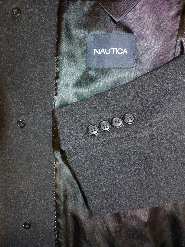 Abrigo Nautica Abrigo Abrigo de Invierno 36r Mezcla de Lana Carbón Oscuro Z#8 Foto 3 de 4