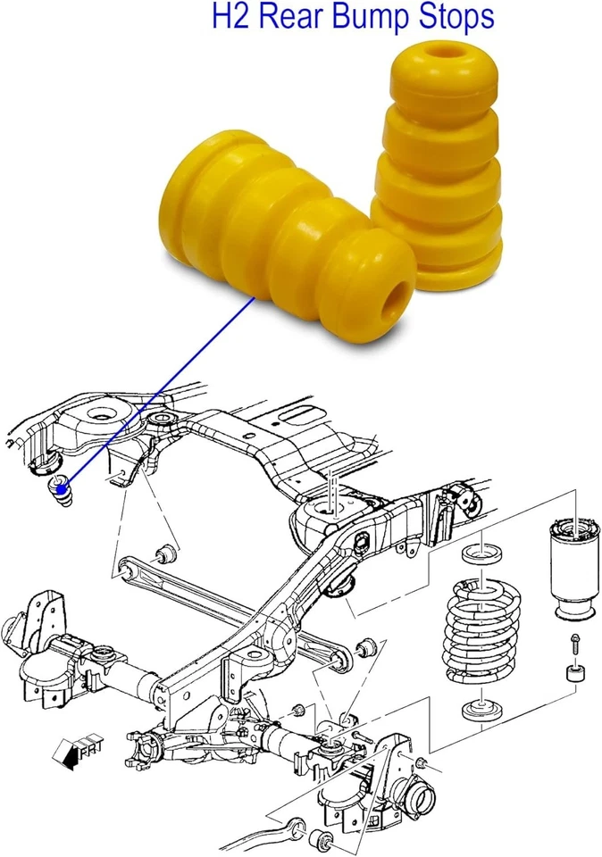 H2 Rear Bump Stops, Axle Bumpers Compatible with Hummer 2003-2009 H2 SUV SUT ... - Image 4 of 4