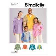 #310 SIMPLICITY S9481 UNISEX TOPS FOR CHILDREN, TEENS, ADULTS