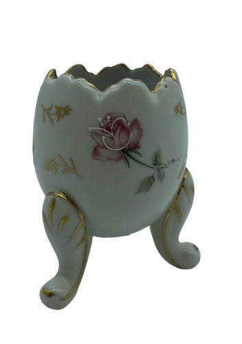 Inarco Japan 4” Porcelain Hand Painted Floral Gold Accent Egg Cup Elegant Decor - Picture 5 of 14