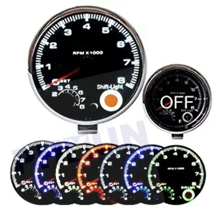 Car Gauge 3.75" Tachometer 7 LED Colors Adjustable 0-8000 RPM Shift-Light USA - Image 3 of 4