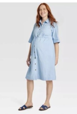 chinese dress ladies Donna Linen Navy Polka Dot Maternity Dress main image 0