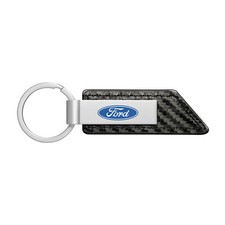 Ford Logo Carbon Fiber Texture Black Leather Strap Key Chain Keychain