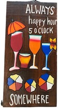 20 ALWAYS HAPPY HOUR ITS 5:00 SOMEWHERE HAND CARVED WOOD SIGN WALL ART TIKI BAR