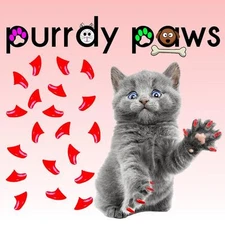 Soft Nail Caps For Cat Claws ( NEON RED ) * Purrdy Paws Brand *4 Sizes