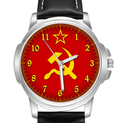 SOVIET UNION FLAGGE HAMMER & SICHEL UDSSR HERREN ARMBANDUHR GEBURTSTAGSGESCHENK GRAVIERT
