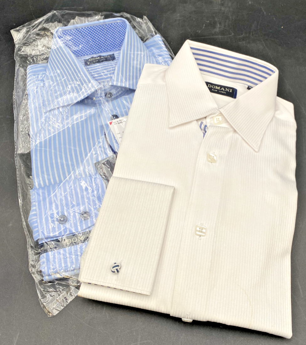domani blue label dress shirts (2) MENS SIZE S 14.5 32/33 LONG SLEEVE BUTTON UP royal blue dress quinceañera