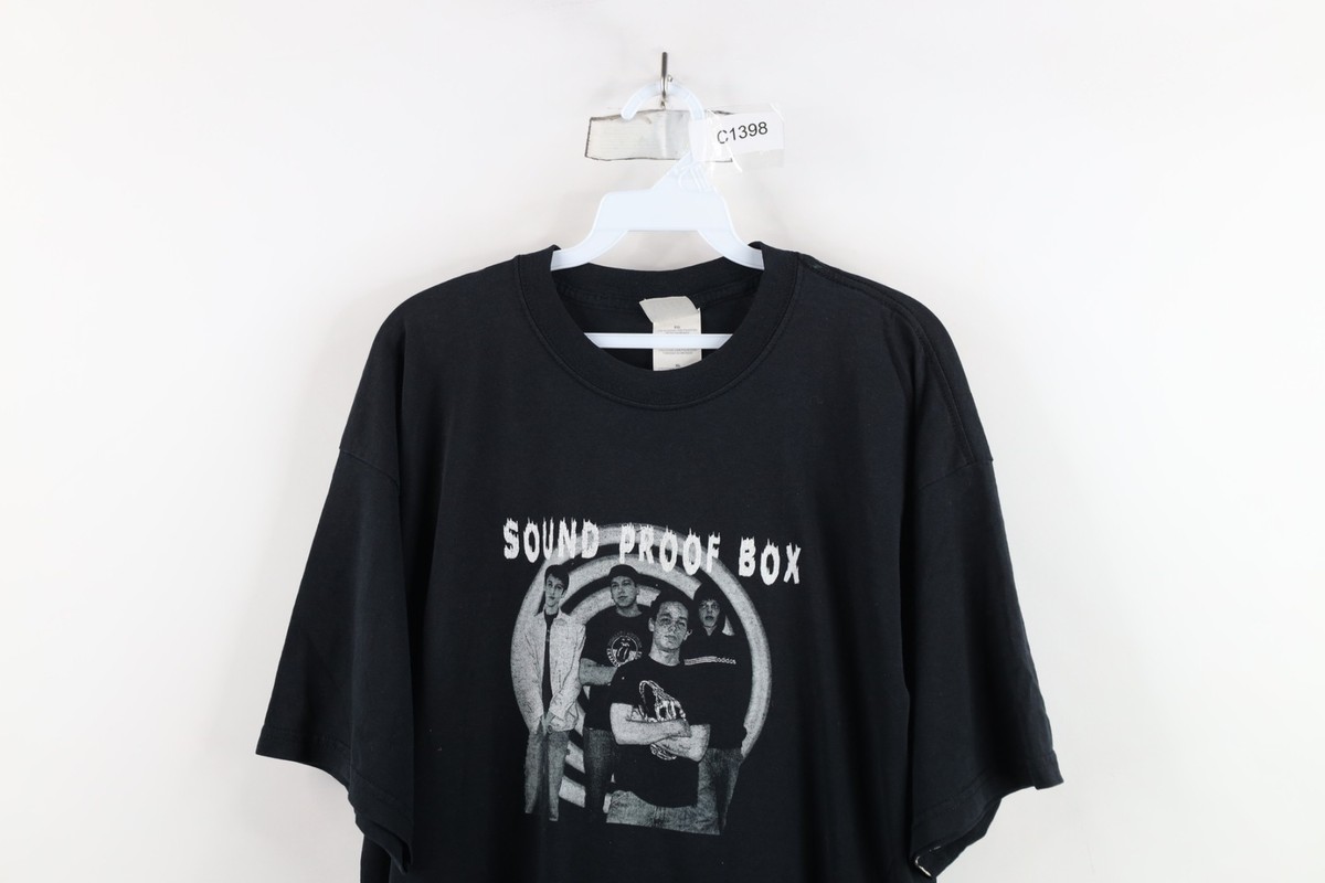 Vintage Y2K Streetwear Mens XL Distressed Sound Proof Box Band T-Shirt Black View 2