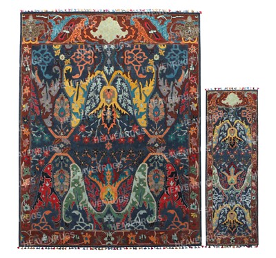 Ikat Black handmade Tufted Traditional Style Wool Area Rug, (No Additional Fees)