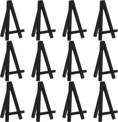 12 Pieces 5 Inch Mini Wood Display Easel, Holder for Small Canvases, Cards, Phot