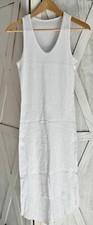 New Vocal Apparel White Ribbed Cotton Bodycon Hi Low Tank Top Dress S M L XL