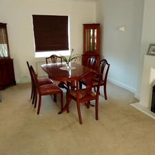 6 chairs, table, coffee table , tall side unit and 4 corner units