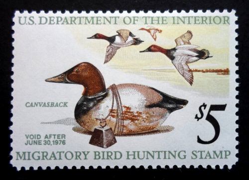 1975 US Federal Duck Stamp - Canvasback Duck - Cat # RW42 Single MNH OG VF/XF