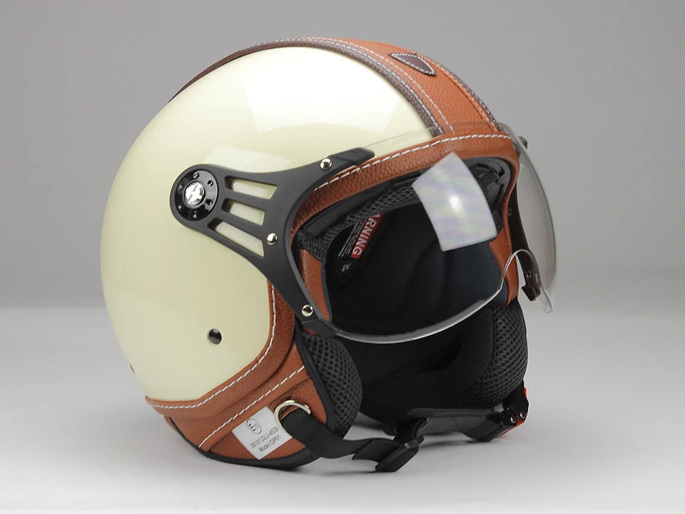 Jethelm, Motorradhelm, Rollerhelm, Beige Glanz, Matt-Schwarz, S-XL, ECE R 22-06 - Bild 2 von 4