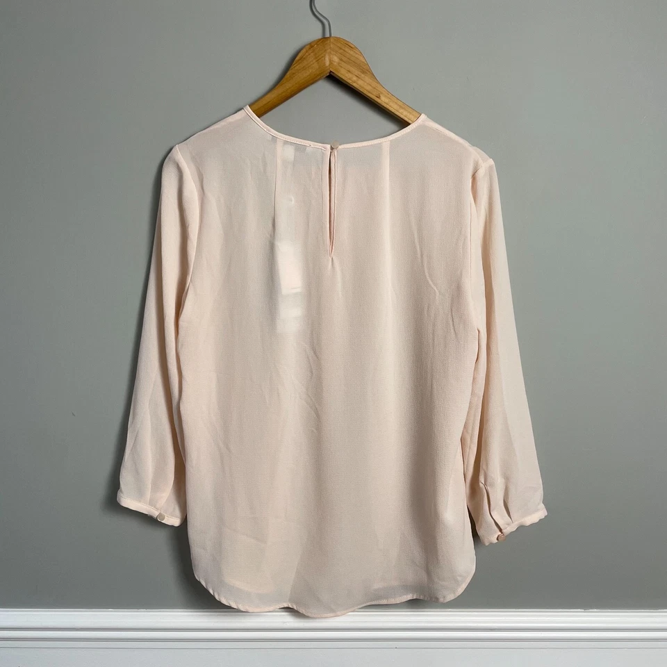 New Womens Fenn Wright Manson Blouse Top UK 14 3/4 Sleeves Pale Pink Shirt Sheer - Image 3 of 4