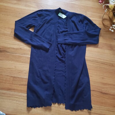 Evolution by Cyrus Cardigan Eclipse Blue Size Medium Scallop Trim NWT