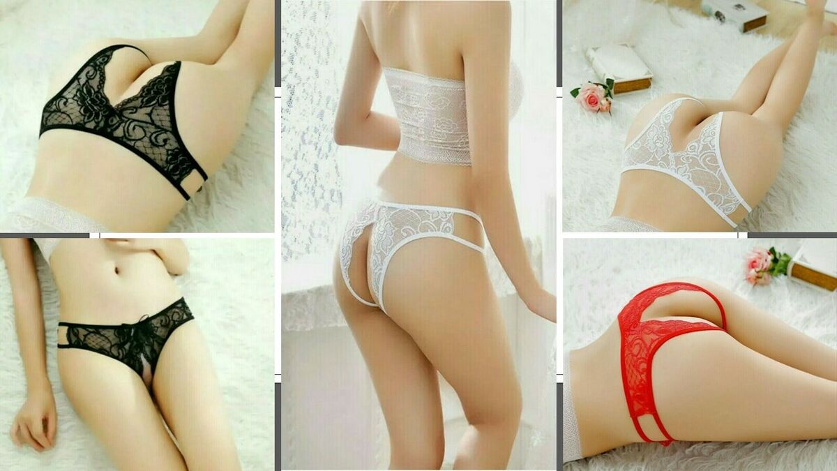  Open Crotch Lingerie For Women 3 Pack Lace Crotchless Thong  Panties Hollow Out Briefs Underwear: Clothing, Shoes & Jewelry