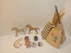 Vintage Playmobil Toy Lot Teepee 1989 Indian Figure Horses  And Extras Rare Oop