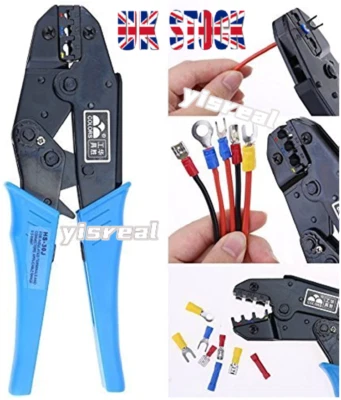 9" Ratchet Crimper Plier Cable Wire Electrical Crimp Tool Terminals Crimping Kit