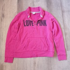 VICTORIA SECRET/PINK 1/4 ZIP PINK SWEATSHIRT/PULLOVER-SMALL S