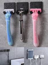 1PC Wall Mounted Razor Holder - Bathroom Organizer Shaver Stand - NEW