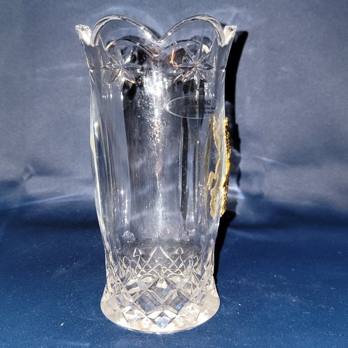 A 24% Lead Crystal Glass Candle Chimney With Gold Angel Emblem - 第 2/4 張圖片