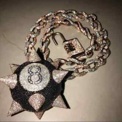 4.00Ct Round Cut Real Moissanite Custom 8 Ball Pendent 14K Rose Gold Plated