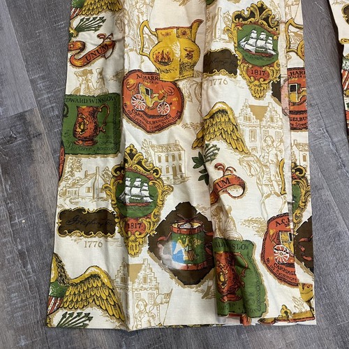 2 VTG 1970s Pinch Pleat Curtain 22”W x 42"L Eagle Colonial Ship MCM **READ - Picture 2 of 16