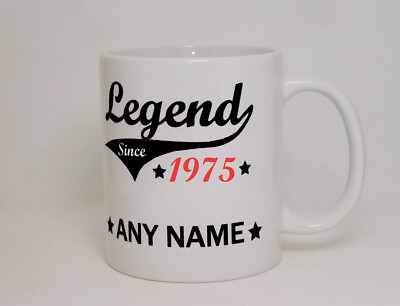 Personalisierte Tasse Legend Since 1975 Geburtstag Feier Sport Büro Arbeit Geschenk