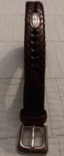 Women's Med Fossil Brown Genuine Leather Braided Concho Belt