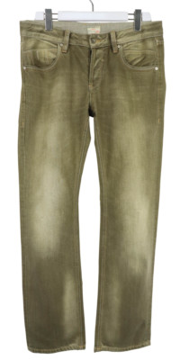 CAMP DAVID Green Regular Fit Jeans Men's W32 Slightly Distress Fade Effect