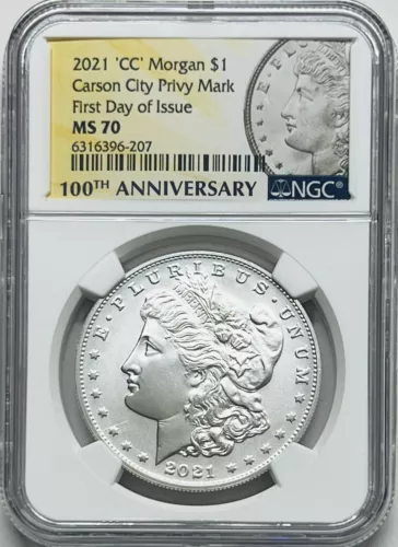 2021 CC $1 MORGAN SILVER DOLLAR PRIVY MARK NGC MS70 FDI CARSON CITY MINT