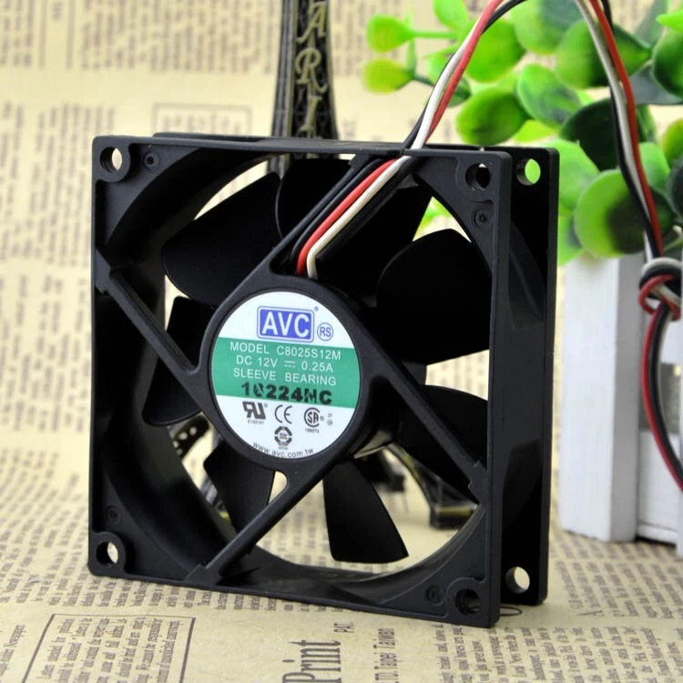 AVC C8025S12M 8025 12V 0.25A 8cm 3pin Cooling Fan - Image 2 of 4