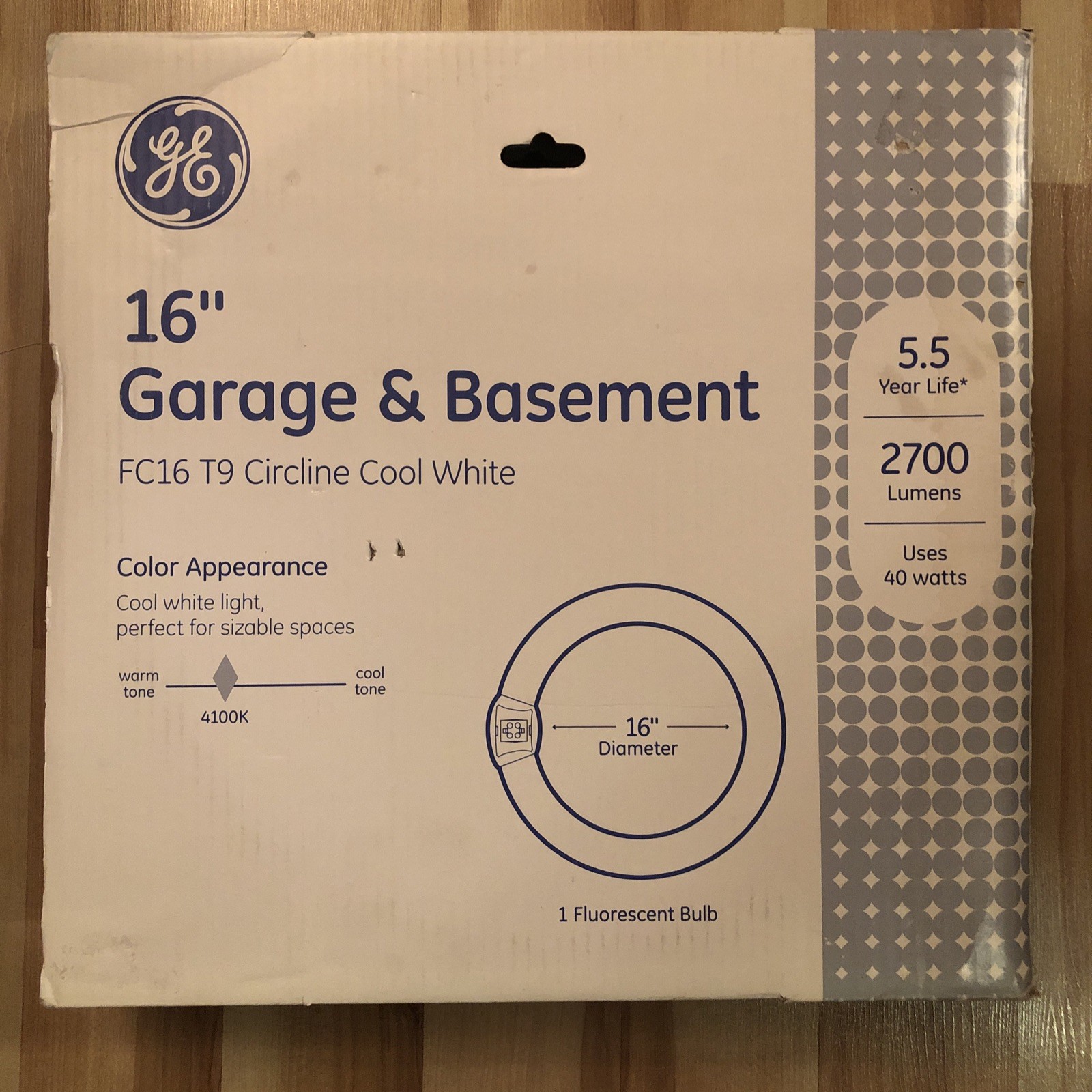 GE 16" 40-Watt Cool White Circline FC16 Fluorescent Light Bulb Garage Basement
