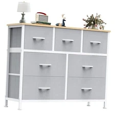  7 Drawers Dresser for Bedroom, 11.8"D x 39.4"W x 30"H (7 Drawers) Light Gray